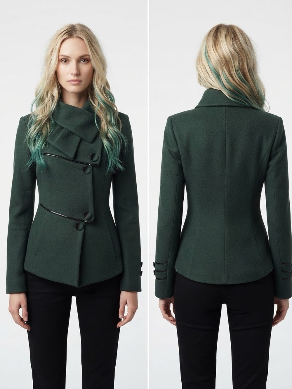 NEW WOMEN COAT WOOL BLEND ASYMMETRIC‎ BUTTONED FRONT JACKET LINED PEACOAT